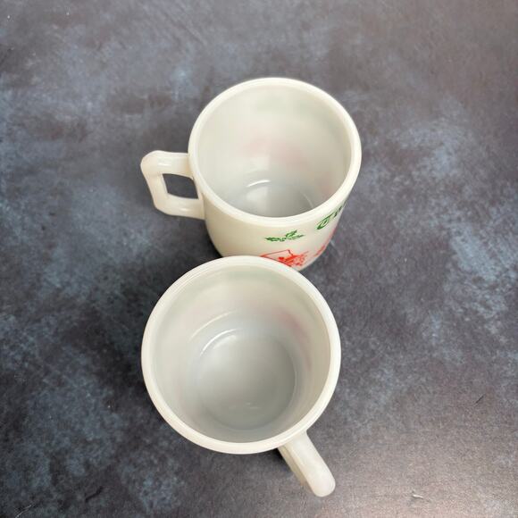 Vintage Hazel Atlas Tom and Jerry Egg Nog Mugs Milk Glass, Set of 2 - Picture 4 of 5
